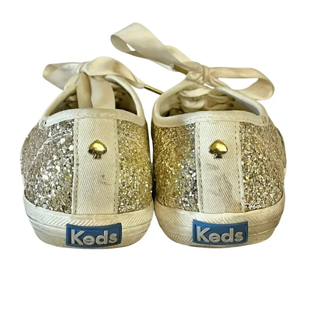 Kate Spade x Keds Champion Gold Glitter Womens Sneakers Trainers Shoes Size 6